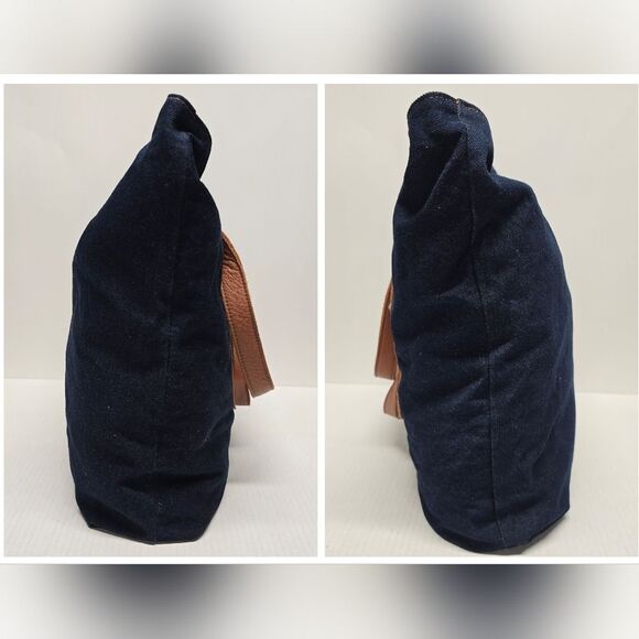 MOCAH Design Reversible Denim And Leather Boho Hippie Tote Bag - Picture 7 of 10